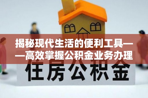博罗揭秘现代生活的便利工具——高效掌握公积金业务办理流程的关键步骤
